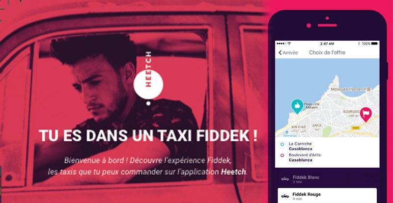 Fiddek, solution de mobilité au Maroc créée par Heetch en partenariat avec le Syndicat National des Taxis Marocains de l'UMT  - © Heetch