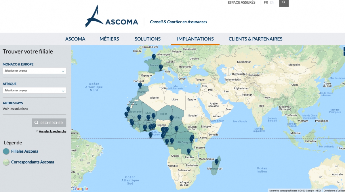Les implantations du groupe monégasque Ascoma dans le monde -  © Ascoma Assureurs Conseils