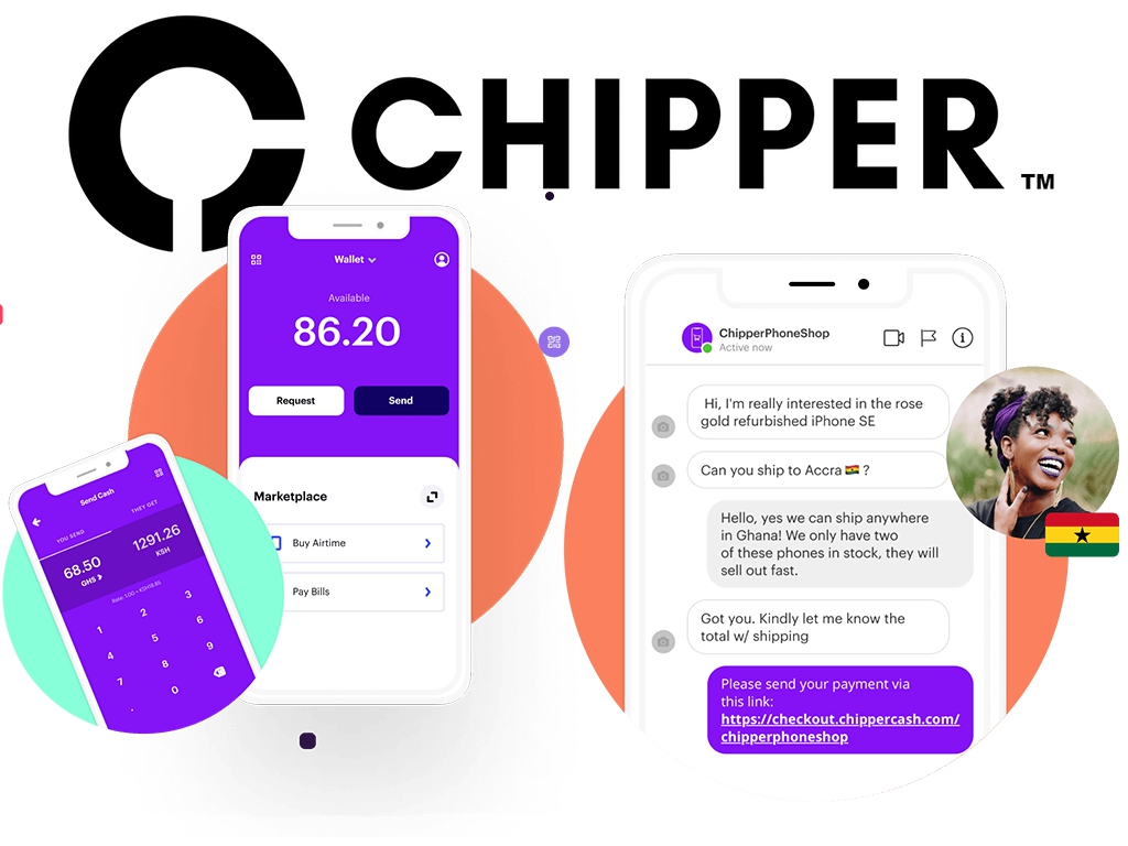 Chipper Cash est une plateforme de transfert financier P2P basée à San Francisco, qui offre des solutions de paiement en Afrique, et secondairement en Europe. - © Chipper Cash